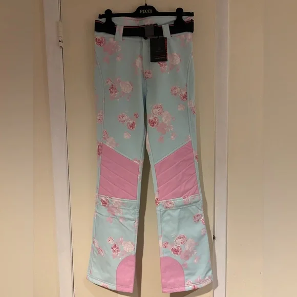 LoveShackFancy X Bogner Full Ski Outfit Coat Pants Blue Pink S - Picture 9 of 11